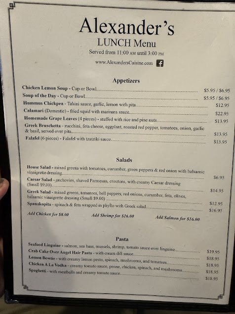 Menu Alexander's Mediterranean Cuisine - 20