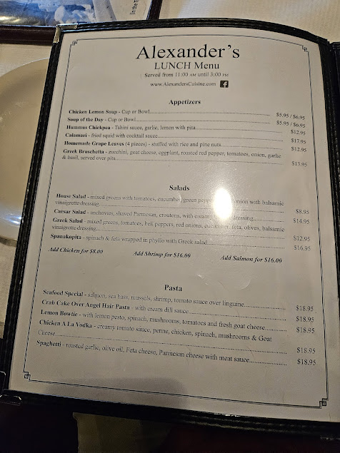 Menu Alexander's Mediterranean Cuisine - 23