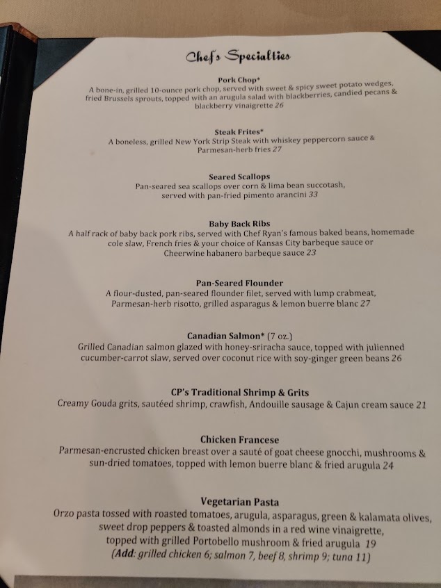 Menu Chef's Palette Restaurant - 27