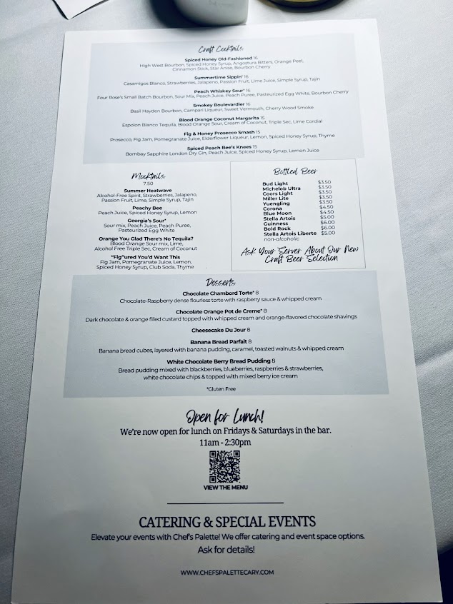 Menu Chef's Palette Restaurant - 25