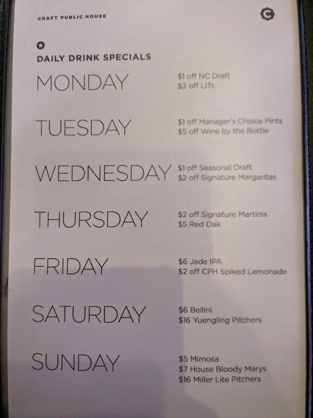 Menu Craft Public House - 24