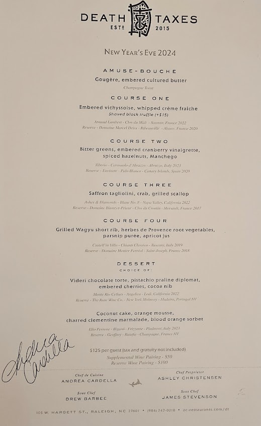 Menu Death And Taxes - 25