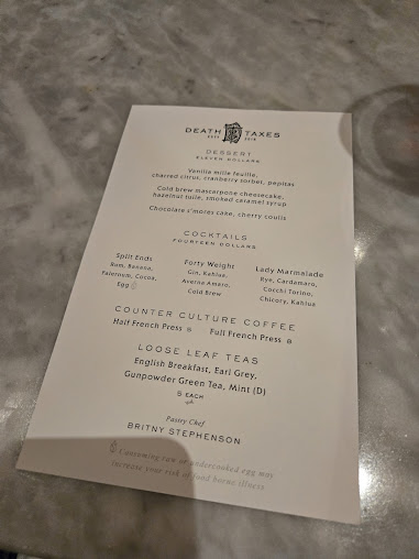 Menu Death And Taxes - 29