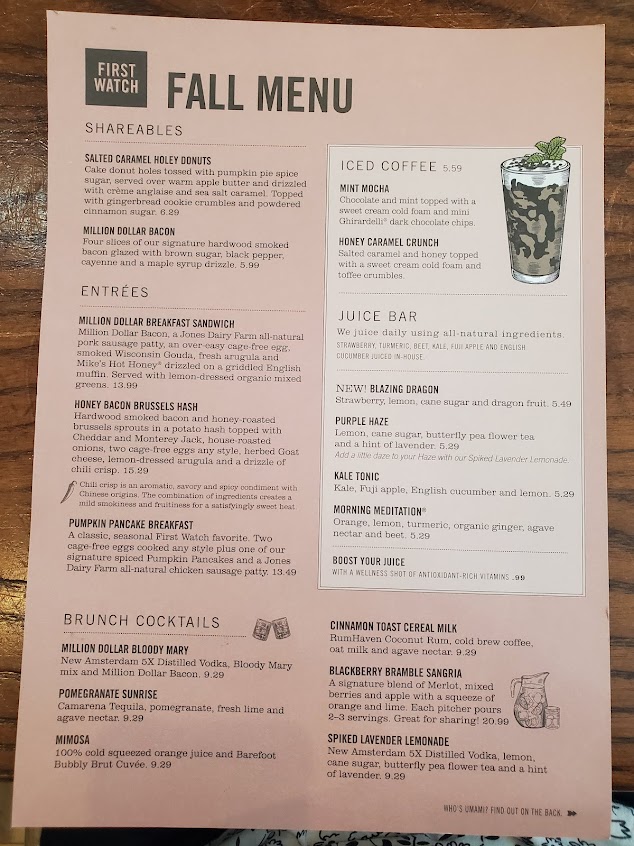 Menu First Watch - 23