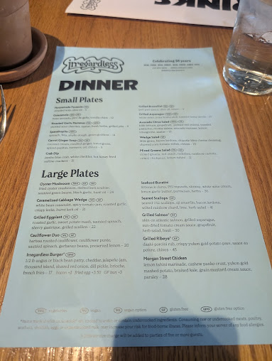 Menu Irregardless - 25