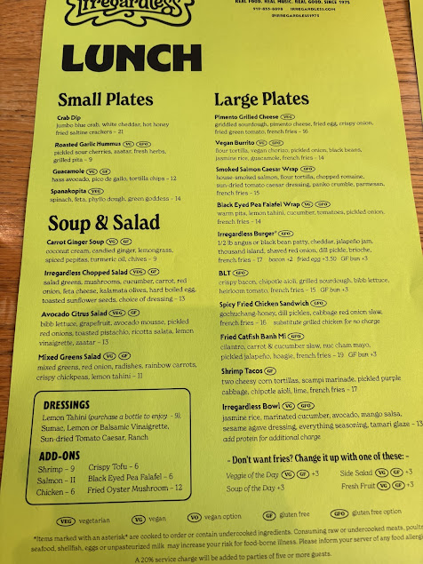 Menu Irregardless - 28