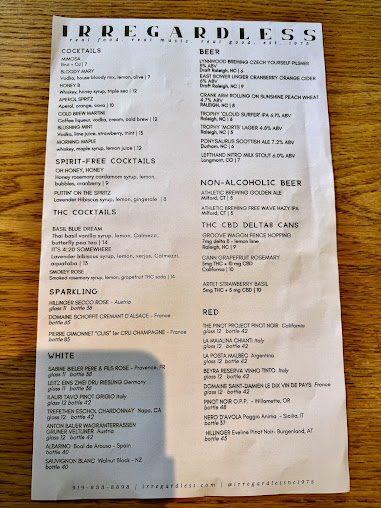 Menu Irregardless - 26
