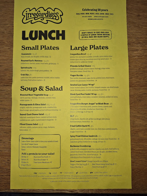 Menu Irregardless - 22