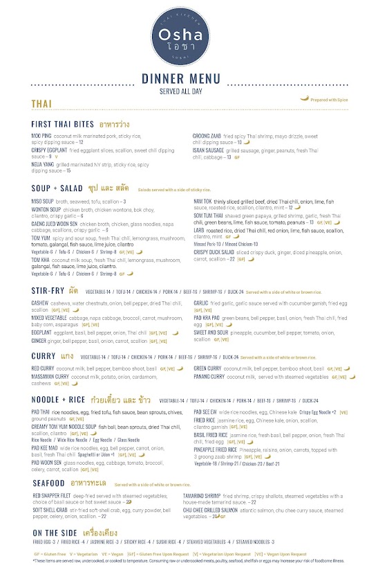 Menu Osha Thai Kitchen And Sushi - 28