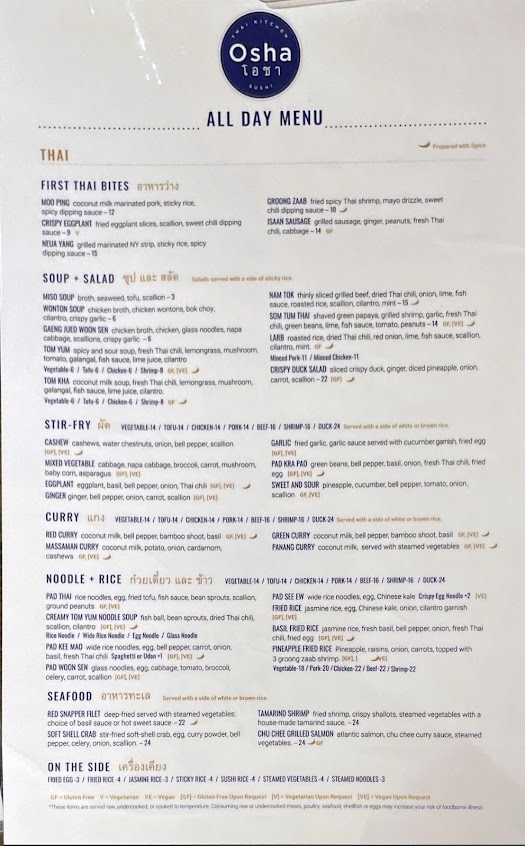 Menu Osha Thai Kitchen And Sushi - 26