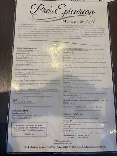 Menu Pro's Epicurean Ristorante - 23