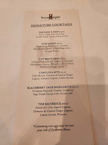 Menu Second Empire Restaurant And Tavern - 23