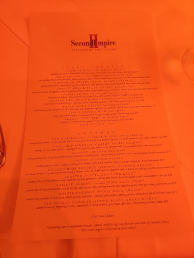 Menu Second Empire Restaurant And Tavern - 22