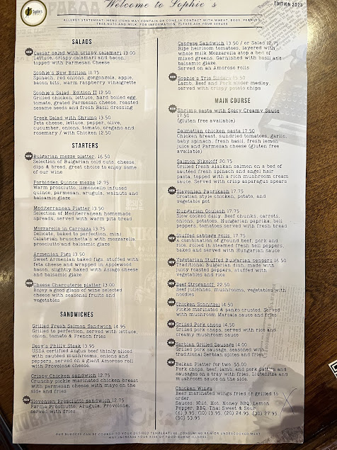 Menu Sophie's Grill And Bar - 23