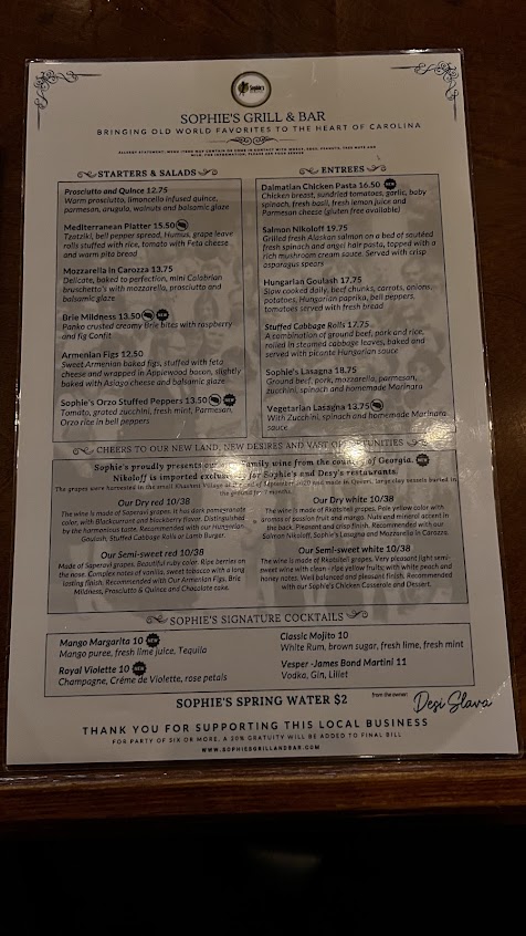 Menu Sophie's Grill And Bar - 26