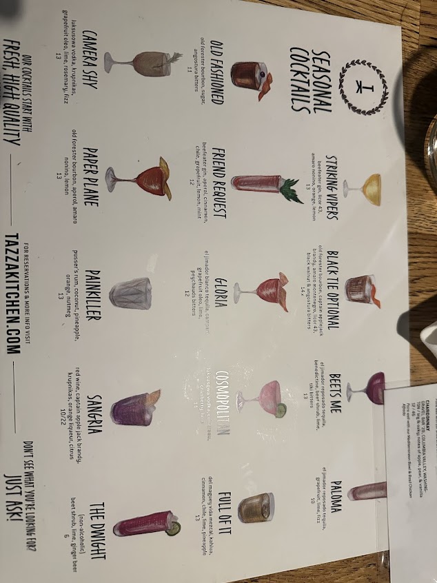 Menu Tazza Kitchen Stone Creek Village - 28
