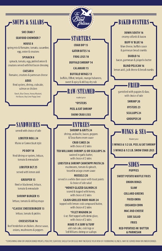 Menu The Blind Pelican Seafood House - 20