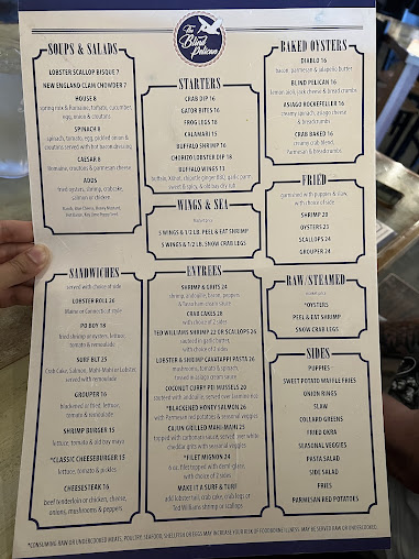 Menu The Blind Pelican Seafood House - 21