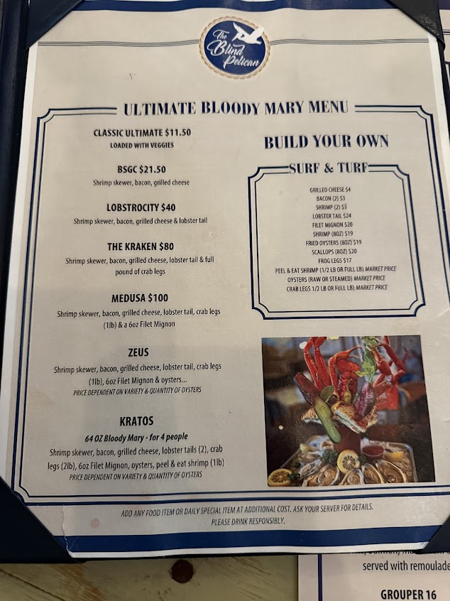 Menu The Blind Pelican Seafood House - 28