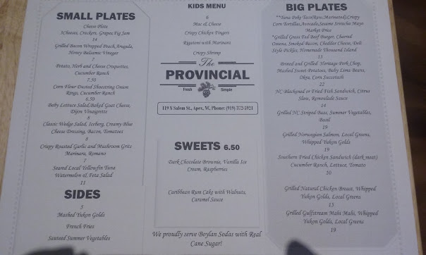 Menu The Provincial Restaurant - 26