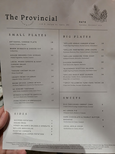Menu The Provincial Restaurant - 20