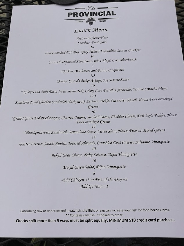 Menu The Provincial Restaurant - 22